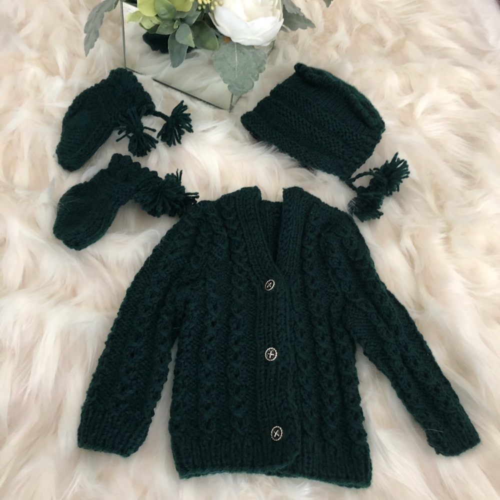 Green Baby Boy Cardigan Set